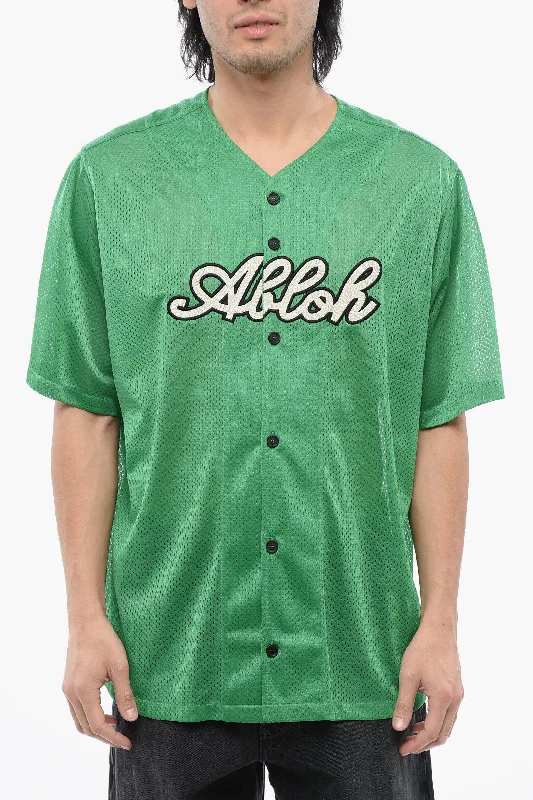 Men's Shirts with Custom MonogramsOff-White Embroidered Baseball Mesh T-Shirt