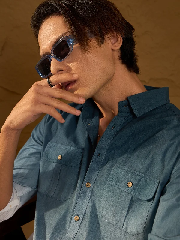 Men's Smart Casual Shirts for Business Casual SettingsDouble Pocket Drop Shoulder Oversized Ombre Shirt Men's Smart Casual Shirts for Business Casual SettingsDouble Pocket Drop Shoulder Oversized Ombre Shirt