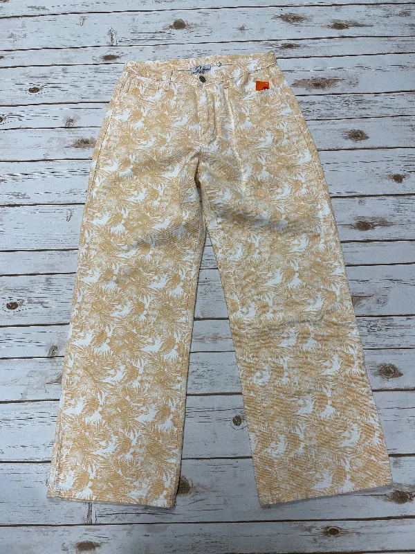 Cool Distressed Men's JeansJeans Wide Leg By Polygram In Orange & White, Size: L