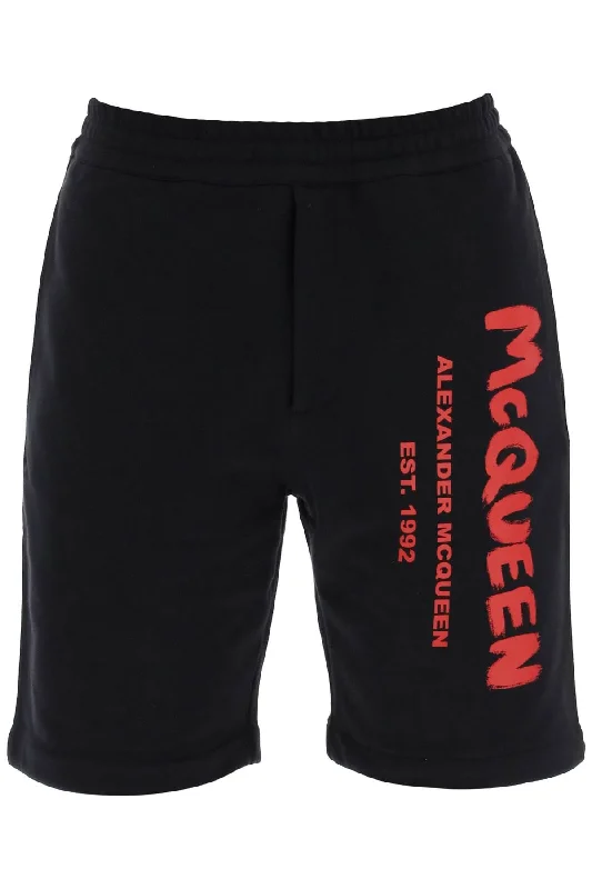 Men's Patterned Pants with PlaidsAlexander Mcqueen Men's Jersey Graffiti Sweatshorts