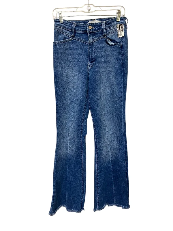 Men's Jeans with Embroidered LogosJeans Flared By Kancan In Blue Denim, Size: 8
