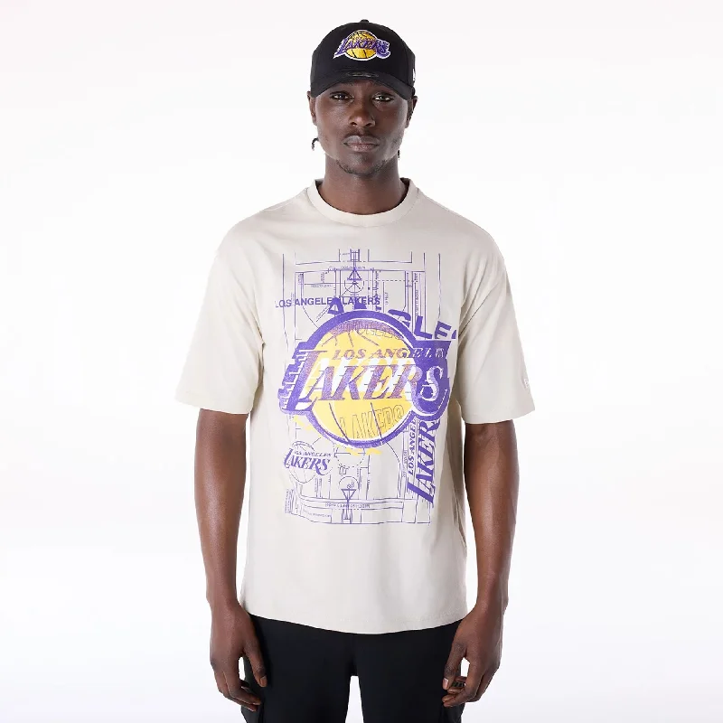 Men's Shirts with Pleated HemlinesLA Lakers NBA Graphic Cream T-Shirt