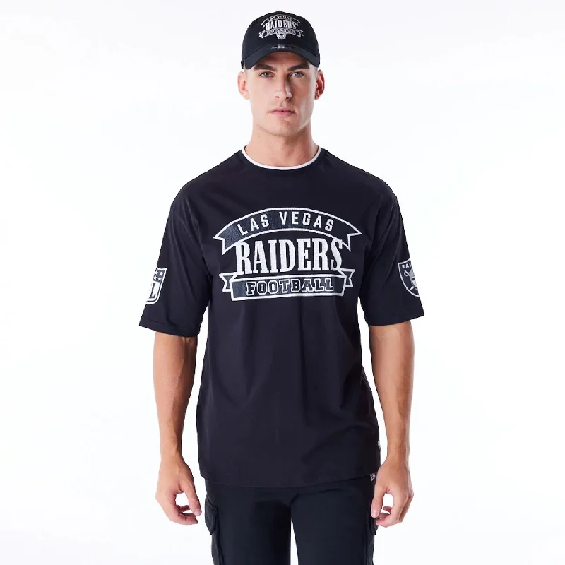 Men's Shirts with Embellished SleevesLas Vegas Raiders NFL Graphic Black Oversized T-Shirt