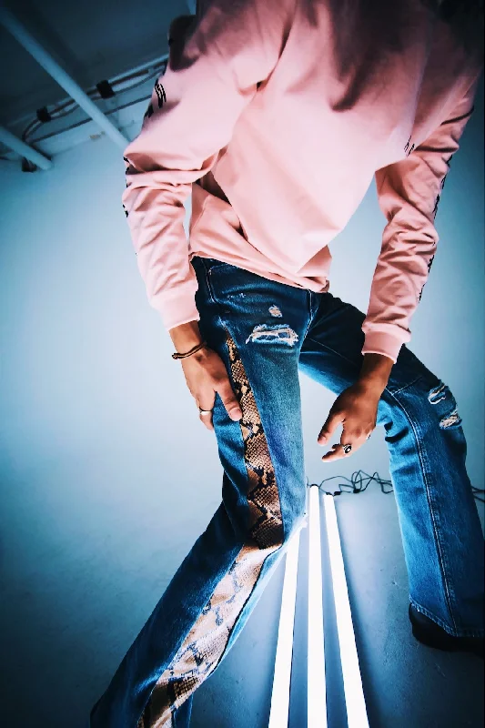 Men's Pants with Side PocketsZED STRAIGHT LEG JEAN | BLUE SNAKE PANELS