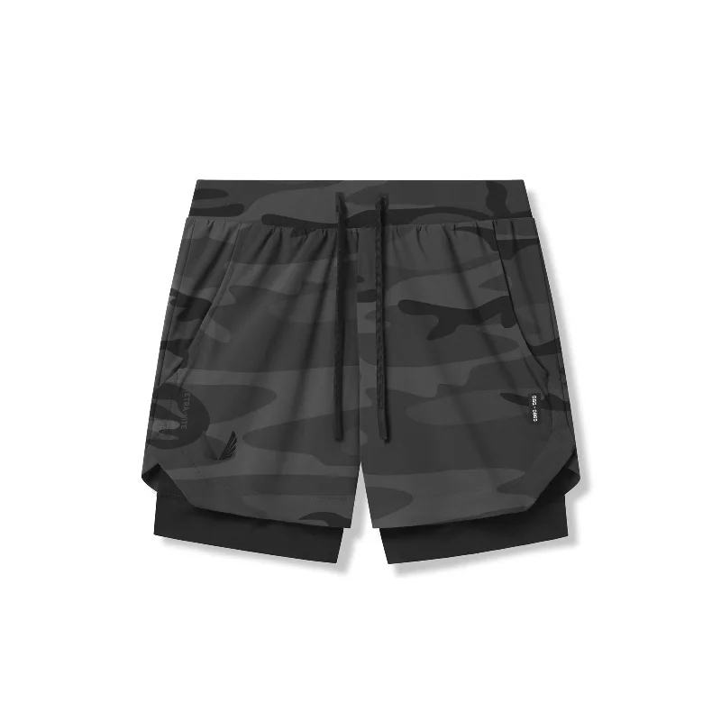 Men's Pants with Side Pockets0865. Tetra-Lite® 5" Liner Short - Black Camo "Wings"/Black