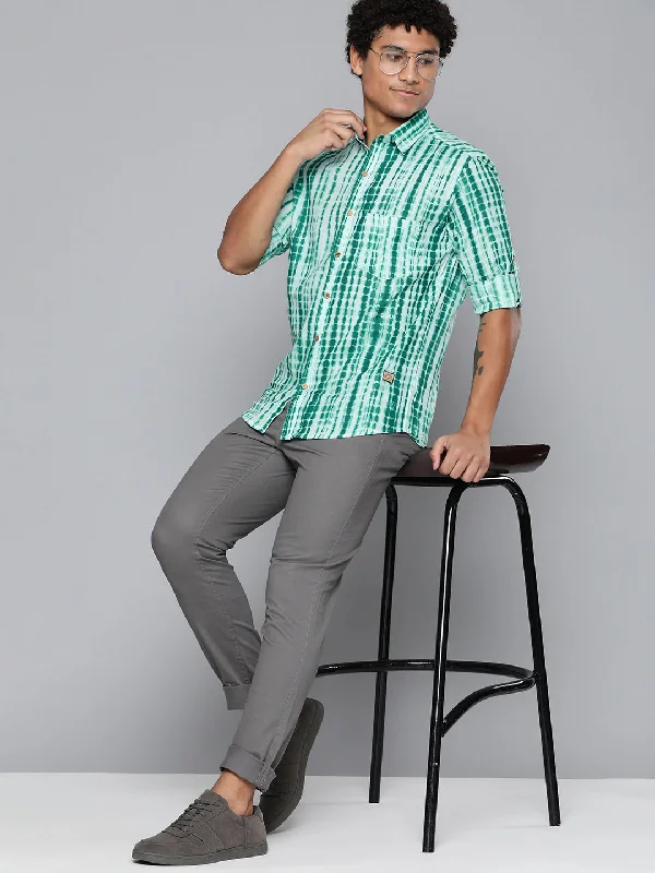 Men's Scoop Neck T-Shirts for a Relaxed FeelDENNISON Men Green Block Printed Shirt Men's Scoop Neck T-Shirts for a Relaxed FeelDENNISON Men Green Block Printed Shirt