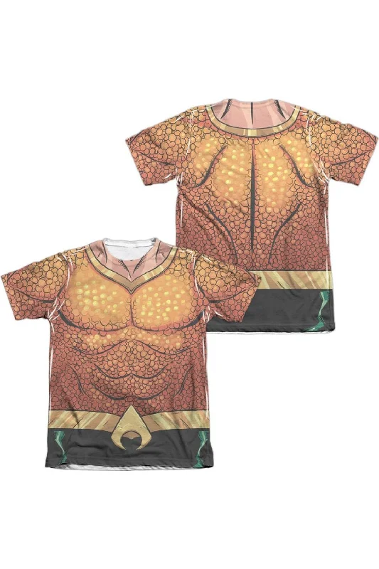 Men's Shirts with Velcro ClosuresJustice League of America Aquaman Rebirth Uniform (Front/Back Print) Adult Poly/Cotton Short Sleeve Tee / T-Shirt