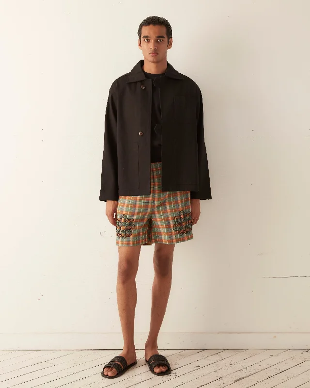 Men's Pants with Antimicrobial TreatmentBeaded Floral Madras Shorts - Blue