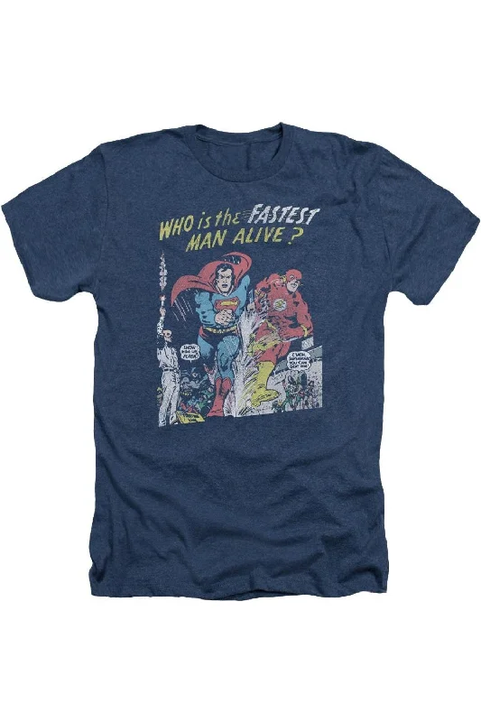 Men's Shirts with Patchwork PatternsJustice League of America Fastest Man Adult Heather Tee / T-Shirt