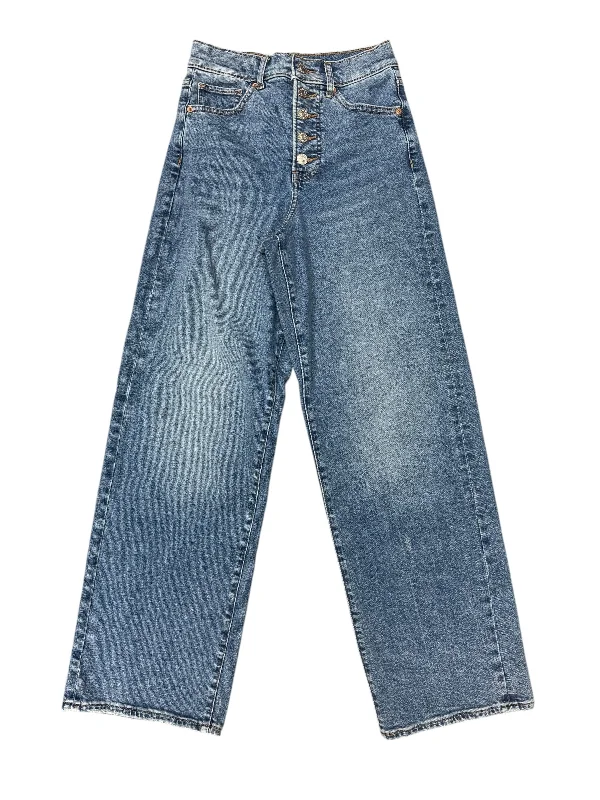 Mid-Waisted Men's JeansJeans Wide Leg By Express In Blue Denim, Size: 0