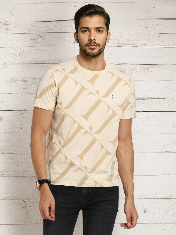 Men's Shirts with Contrast StitchingMen Printed Crew Neck T-Shirt