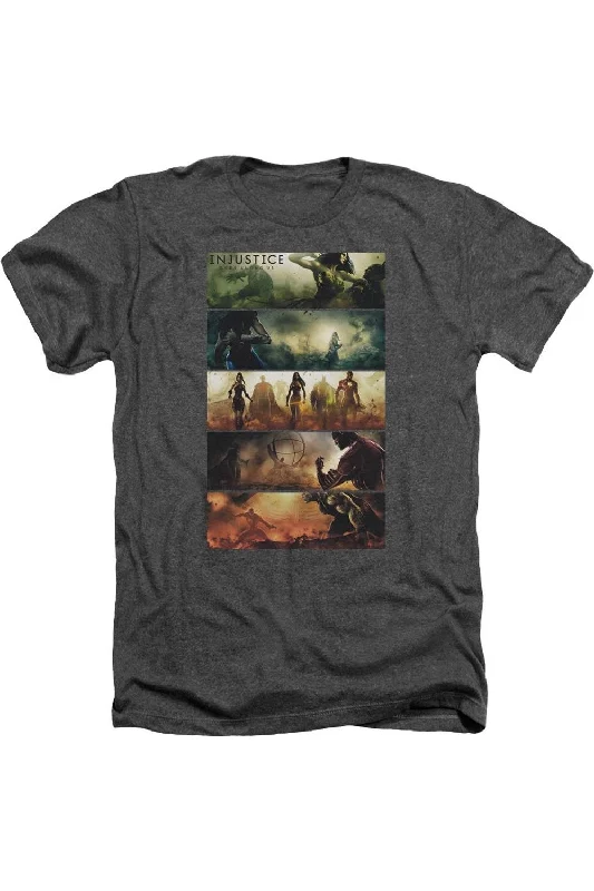 Men's Shirts with Chest PocketsInjustice Gods Among Us Panels Adult Heather Tee / T-Shirt Men's Shirts with Chest PocketsInjustice Gods Among Us Panels Adult Heather Tee / T-Shirt
