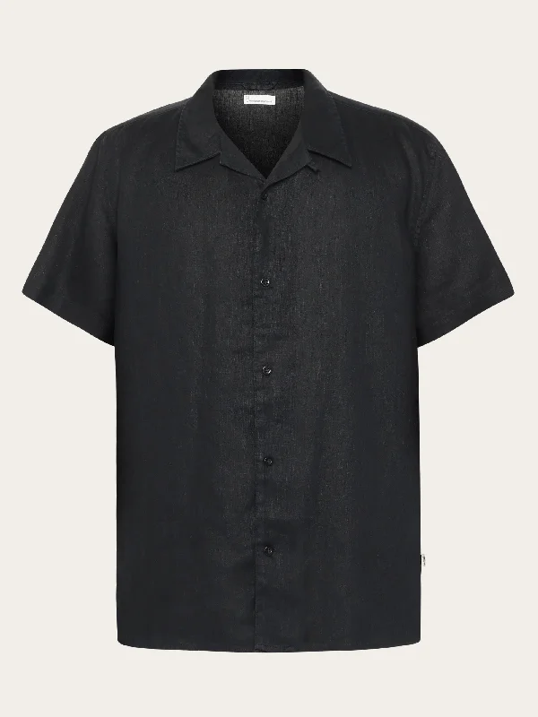 Stylish Men's Graphic T-ShirtsBox fit short sleeved linen shirt - Black Jet