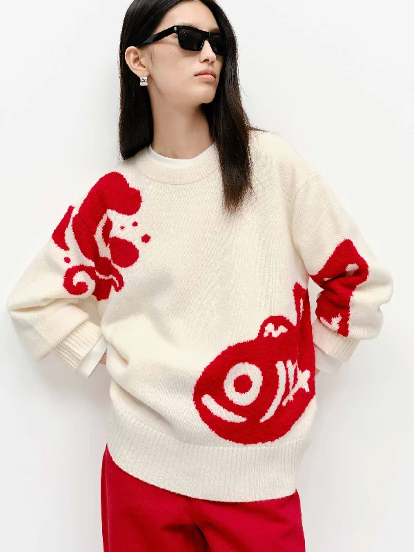 Fish Pattern Knit Sweater