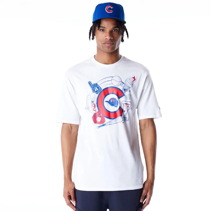 Men's Shirts with French CuffsChicago Cubs MLB Food Graphic White Oversized T-Shirt