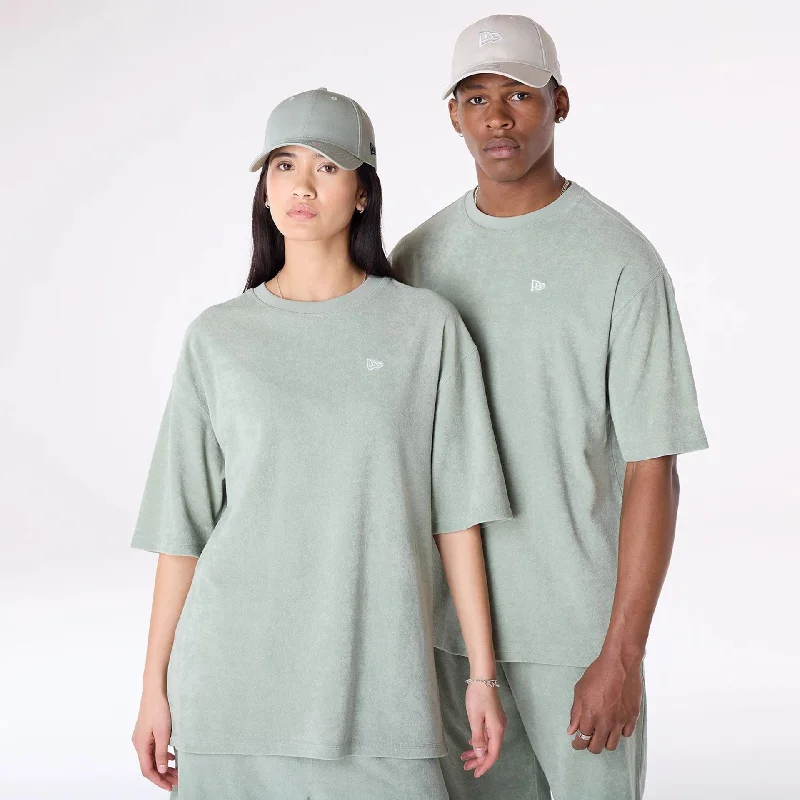 Men's Shirts with Logo EmbossmentsNew Era Towelling Pastel Green Oversized T-Shirt