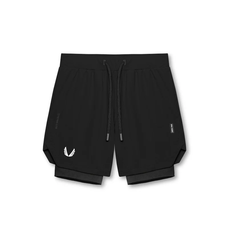 Men's Drawstring Pants for Adjustability0866. Tetra-Lite® 7" Liner Short - Black/Black/ White "Wings" Men's Drawstring Pants for Adjustability0866. Tetra-Lite® 7" Liner Short - Black/Black/ White "Wings"