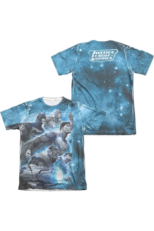 Men's Shirts with CollarsJustice League of America Atmospheric (Front/Back Print) Adult 65/35 Poly/Cotton Short Sleeve Tee / T-Shirt