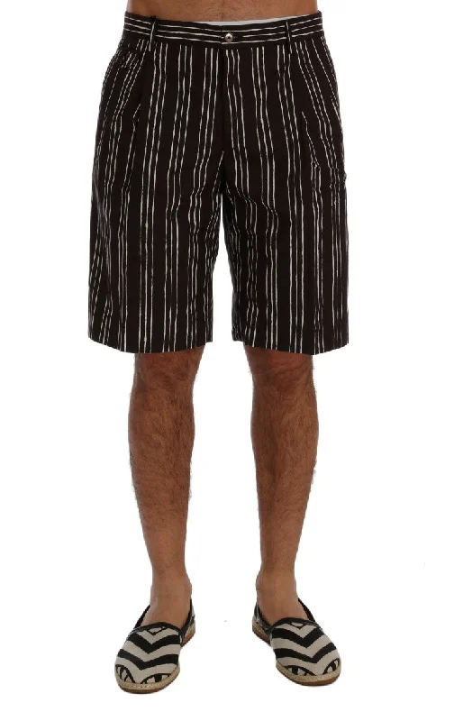 Men's Pants with Back PocketsDolce & Gabbana  Striped Cotton Knee High Men's Shorts