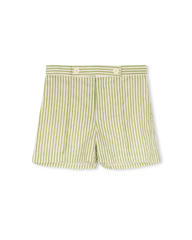 Men's Pants with Flat-Front DesignsButton Placket Striped Shorts
