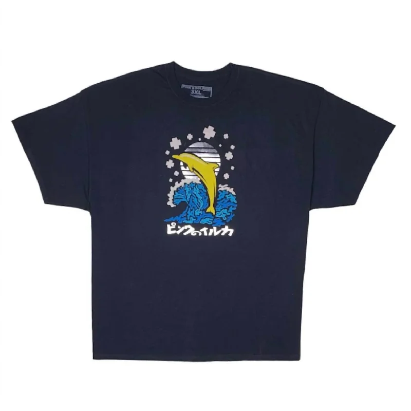Warm Men's Fleece-Lined TopsMen's Dolphin T-Shirt In Black