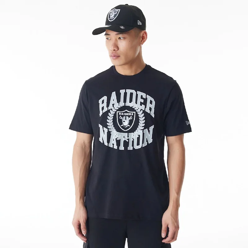 Men's Shirts with Pleated HemlinesLas Vegas Raiders NFL Laurel Graphic Black T-Shirt