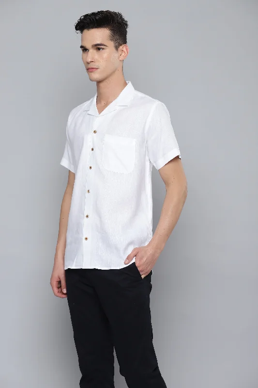 Men's Unique Dress Shirts for a Statement LookMen White Hemp Tencil Sustainable Slim Fit Casual Shirt Men's Unique Dress Shirts for a Statement LookMen White Hemp Tencil Sustainable Slim Fit Casual Shirt