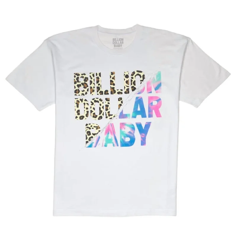 Men's Shirts with Roll-Up SleevesMen's Lepard Tie Dye T-Shirt In White