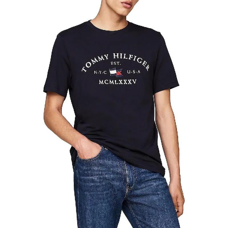 Men's Shirts with Patchwork PatternsMens Embroidered Cotton T-Shirt