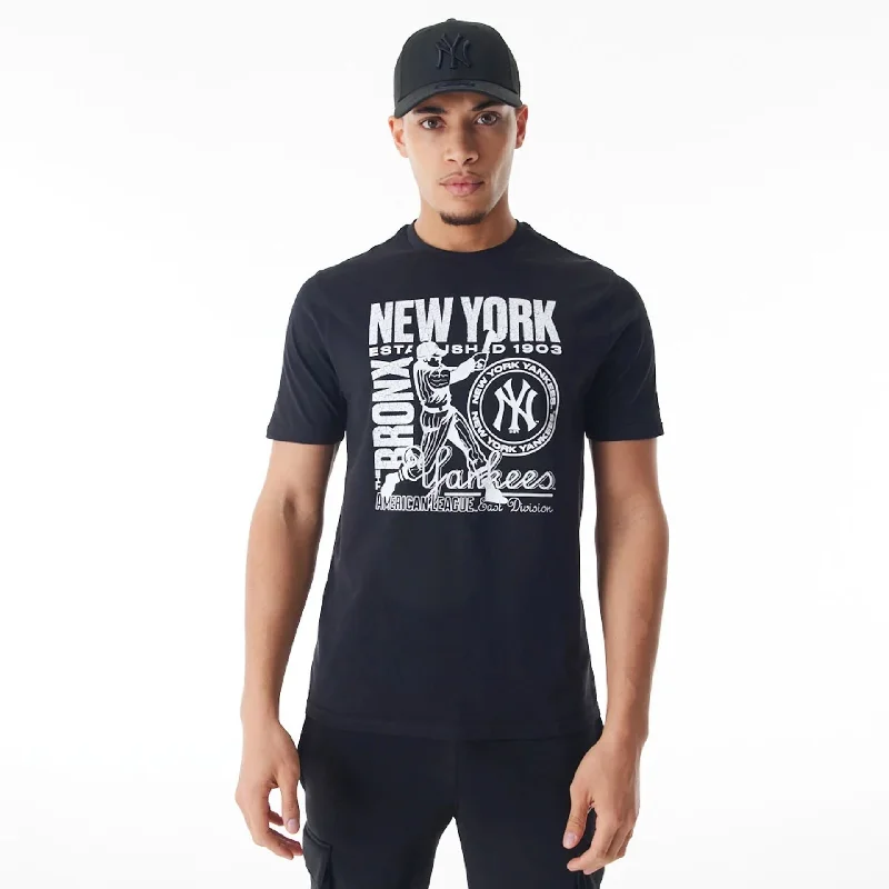 Men's Shirts with Scoop NecksNew York Yankees MLB Distressed Graphic Black T-Shirt