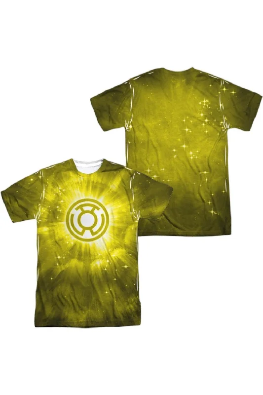 Men's Shirts with Lace-Up HemlinesGreen Lantern Yellow Energy (Front/Back Print) Short Sleeve Adult 100% Poly Crew Tee / T-Shirt
