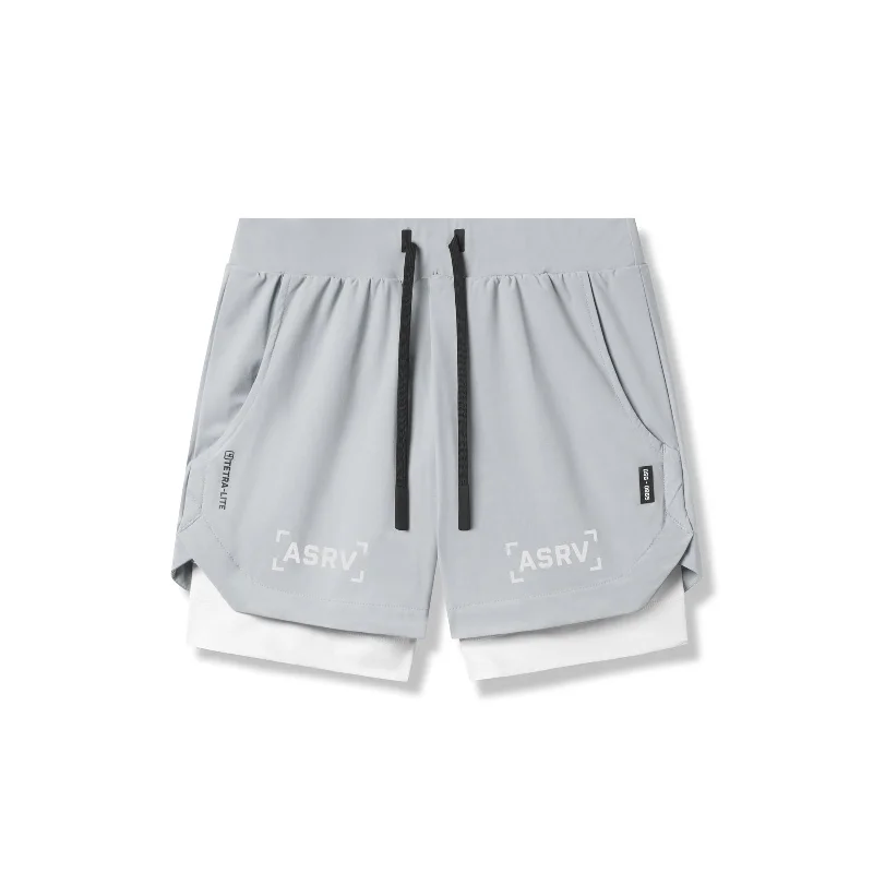 Men's Pants with Deep Pockets0865. Tetra-Lite® 5" Liner Short - Slate Grey "Bracket"/White