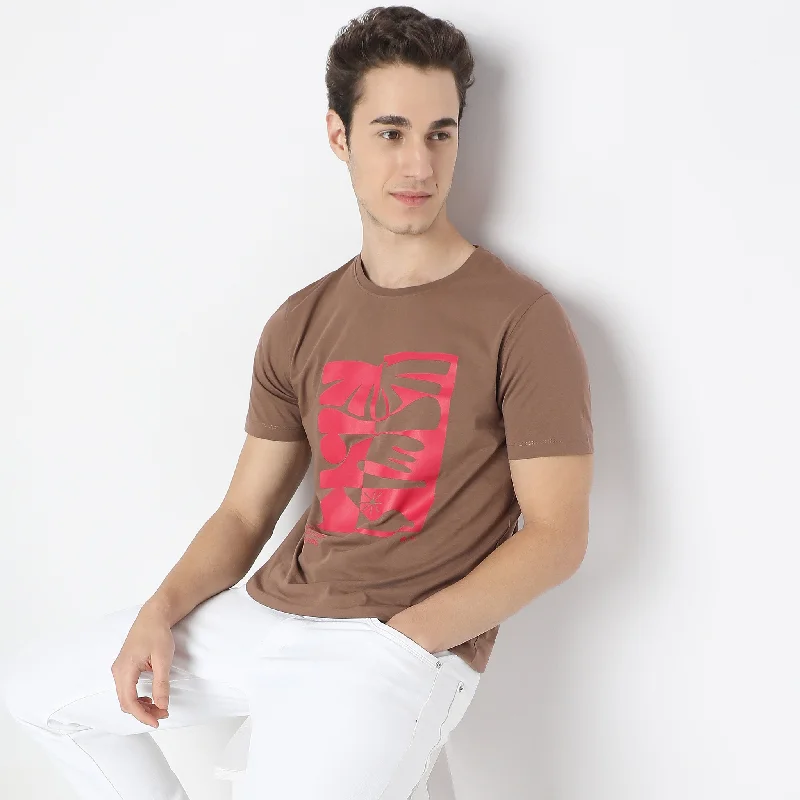 Men's Shirts with Patch PocketsGraphic Crew Neck Modern Home T-Shirt