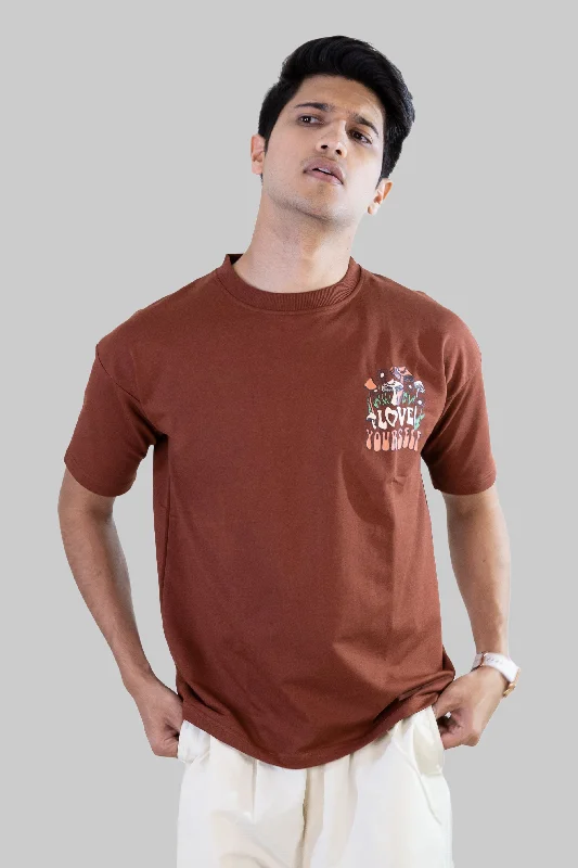 Men's Shirts with Rounded HemlinesLove Yourself T-shirt: Brick Red