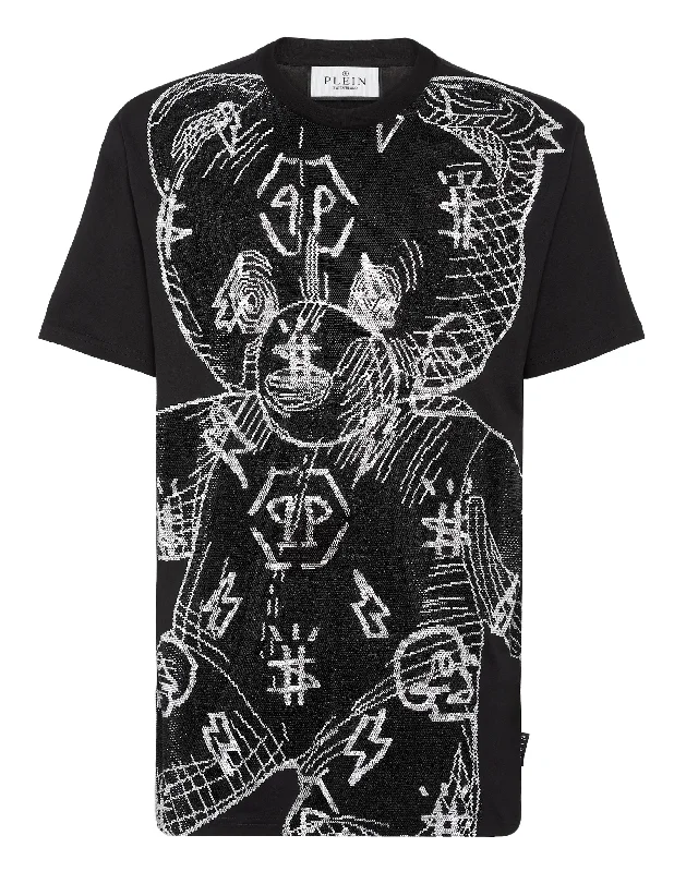 Men's Shirts with Short PlacketsT-shirt Round Neck SS Teddy Bear with Crystals