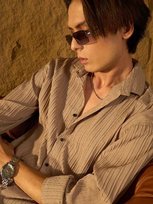 Versatile Men's Short-Sleeve ShirtsDrop Shoulder Oversized Textured Shirt