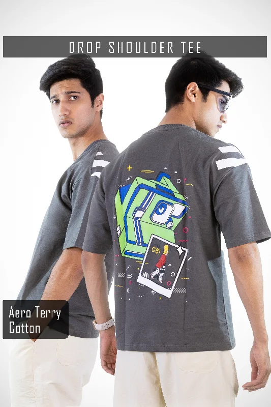 Men's Shirts with Cowl NecksClickin Simpson Drop Tee - Grey