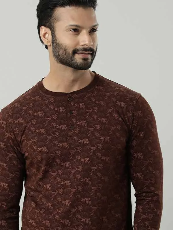 Durable Men's Work ShirtsMen Printed Henley T-Shirt