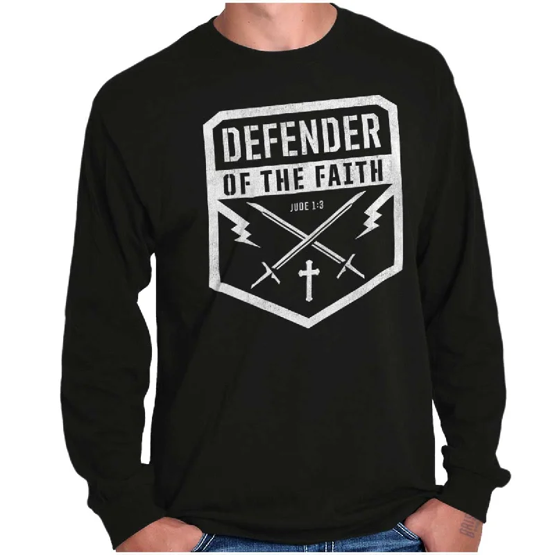 Casual Men's Button-Down ShirtsDefender of the Faith Long Sleeve T Shirt