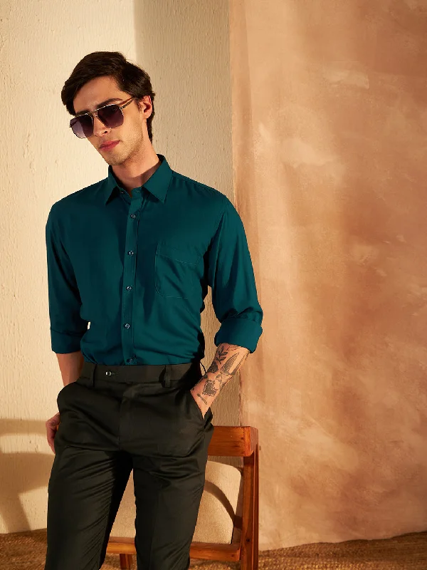 Men's Affordable Shirts for Budget-Friendly StyleDENNISON Men Teal Solid Formal Shirt Men's Affordable Shirts for Budget-Friendly StyleDENNISON Men Teal Solid Formal Shirt