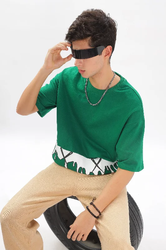 Men's Shirts with Patchwork SleevesIZI Specials: Feel the Drip Tee (Green)