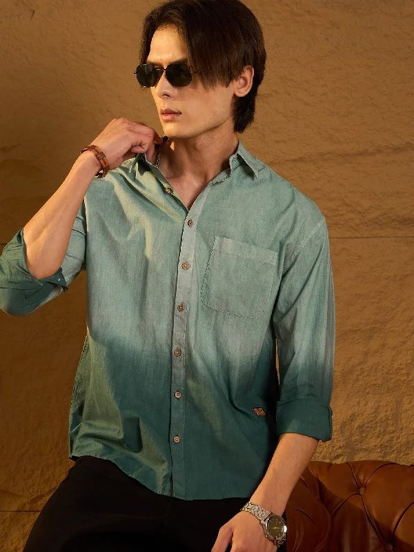 Men's Tab-Collar Shirts for a Crisp LookDrop Shoulder Oversized Fade in Ombre Cotton Shirt Men's Tab-Collar Shirts for a Crisp LookDrop Shoulder Oversized Fade in Ombre Cotton Shirt
