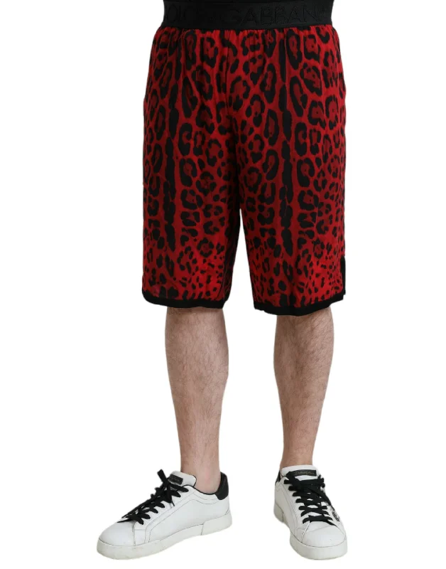 Men's Pants with Zippered PocketsDolce & Gabbana  Leopard Print Viscose Bermuda Men's Shorts