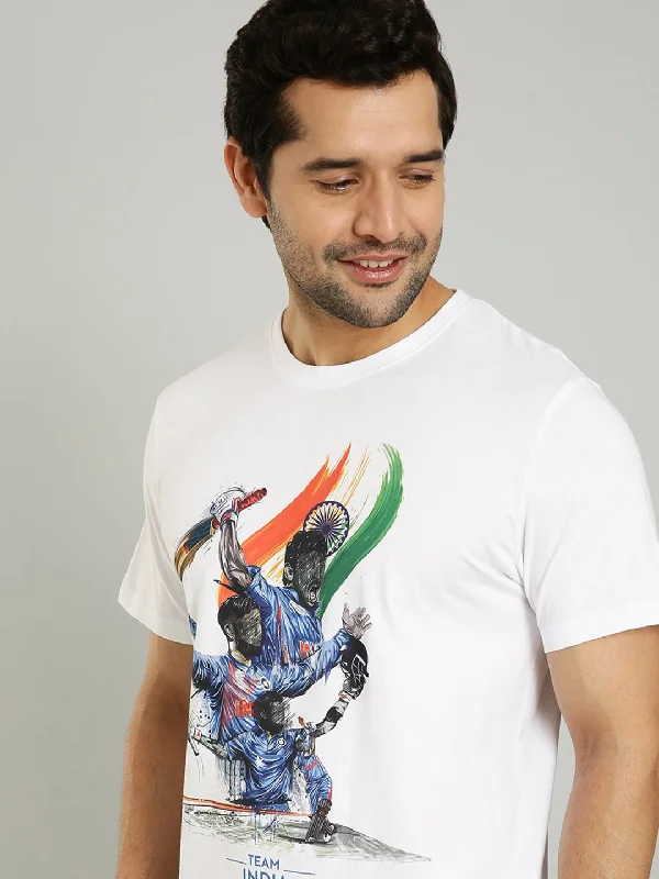 Men's Shirts for FishingMen Team India Graphic Crew Neck T-Shirt