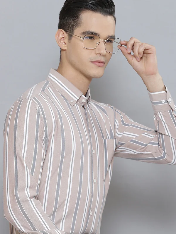 Men's Collared Shirts for Formal OccasionsMen Smart Striped Cotton Formal Shirt
