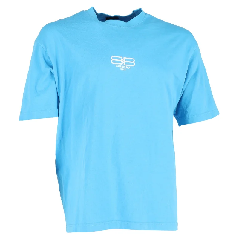 Men's Shirts with Plaid PatternsBalenciaga BB Paris Icon Medium Fit T-shirt in Blue Cotton