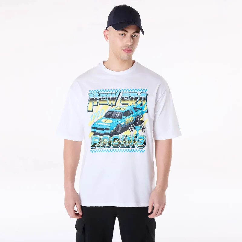 Men's Shirts with Double-Breasted DesignsNew Era 1920 Racing Championship White T-Shirt