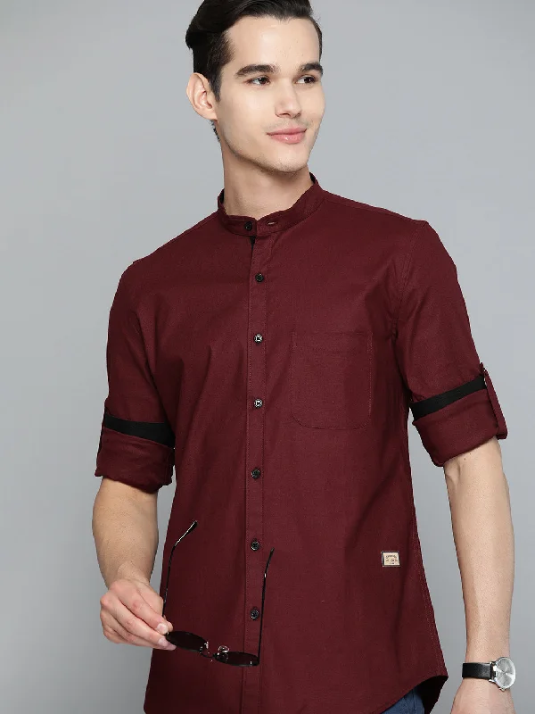 Men's Luxury Shirts for High-End FashionDENNISON Men Maroon Smart Slim Fit Casual Shirt Men's Luxury Shirts for High-End FashionDENNISON Men Maroon Smart Slim Fit Casual Shirt