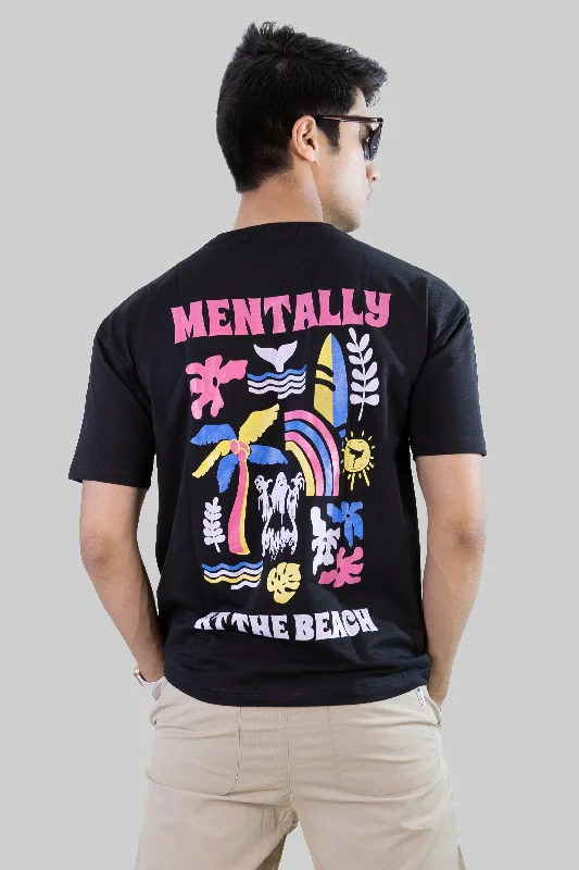 Men's Shirts with Lace-Up HemlinesBeach head T-shirt: Black