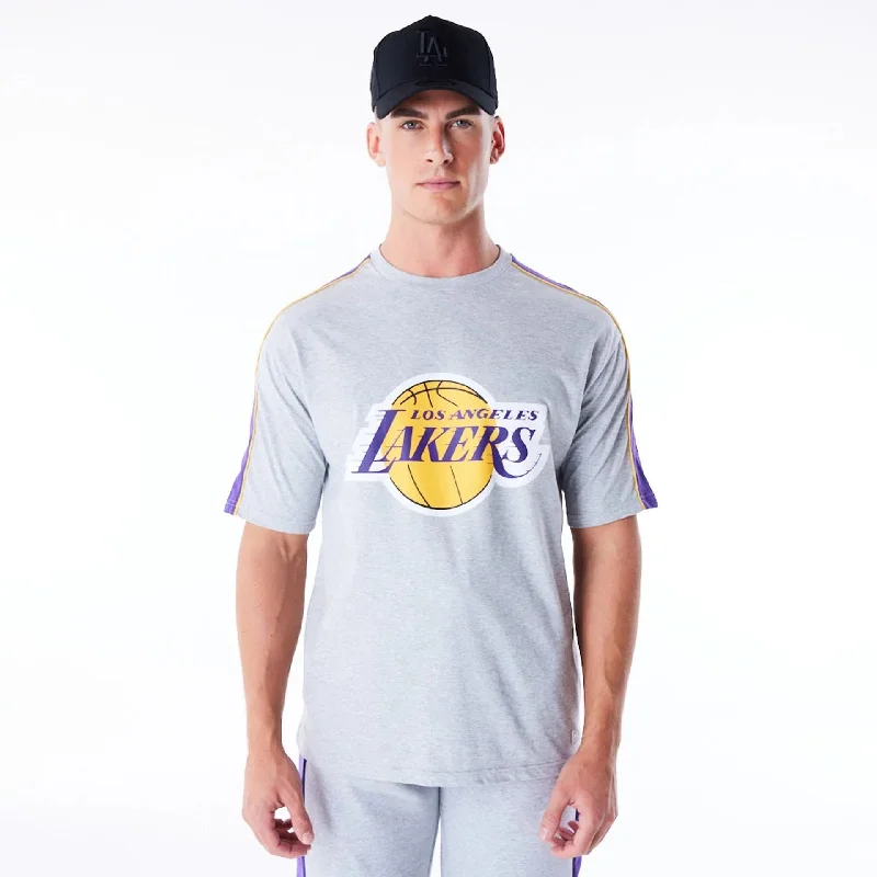Men's Shirts with Custom MonogramsLA Lakers NBA Panel Grey Oversized T-Shirt